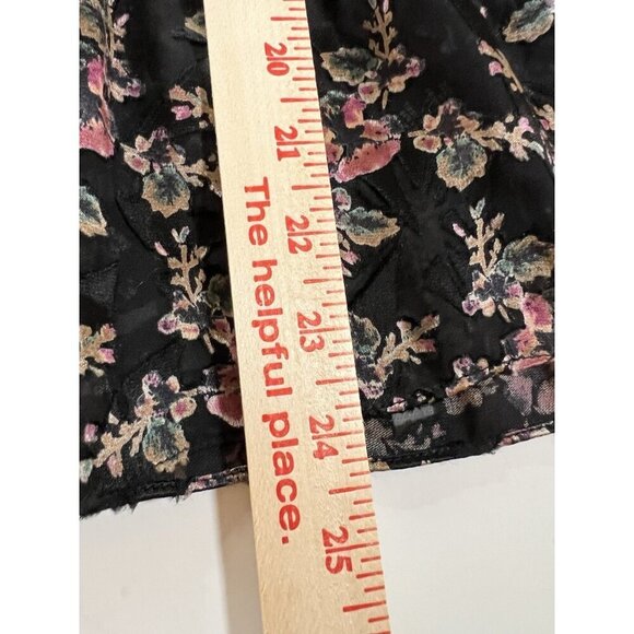 Rebecca Taylor black pink floral whimsigoth velvet burnout blouse 6 sheer grunge - Picture 9 of 12